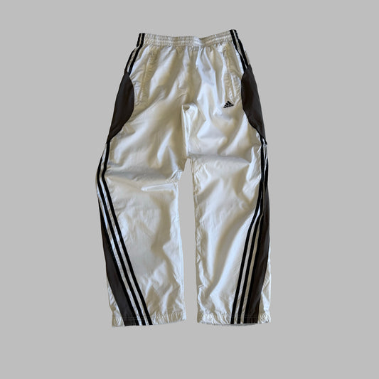 Y2K Adidas Three Stripe Wide Leg Track Pants - S
