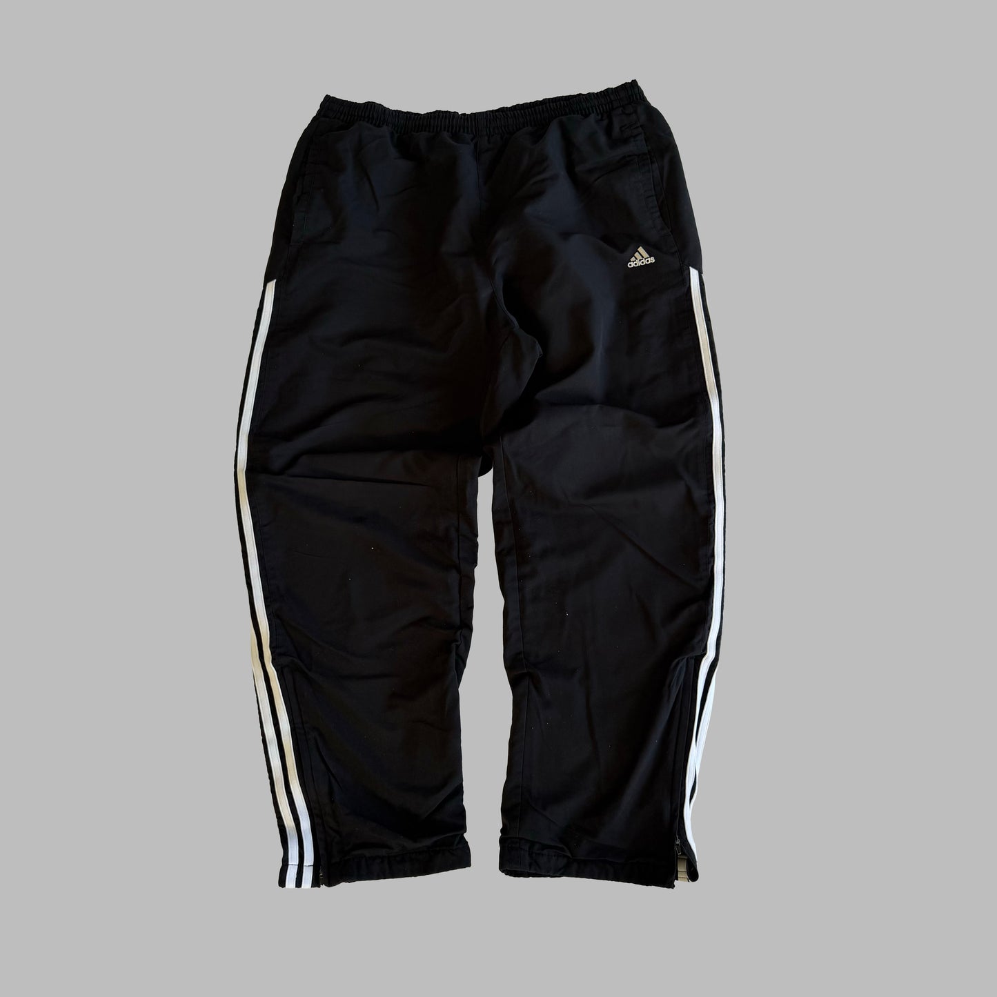 Y2K Adidas Three Stripe Wide Leg Track Pants - XL
