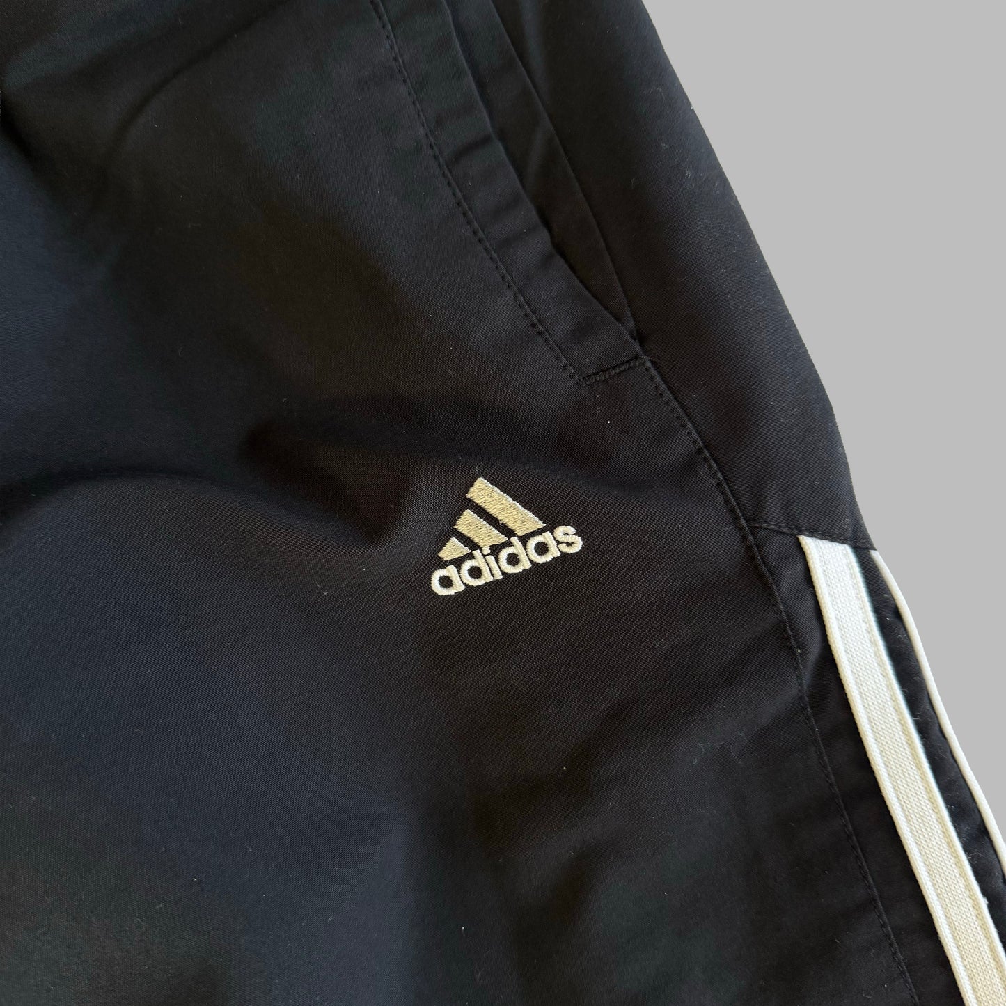 Y2K Adidas Three Stripe Wide Leg Track Pants - XL