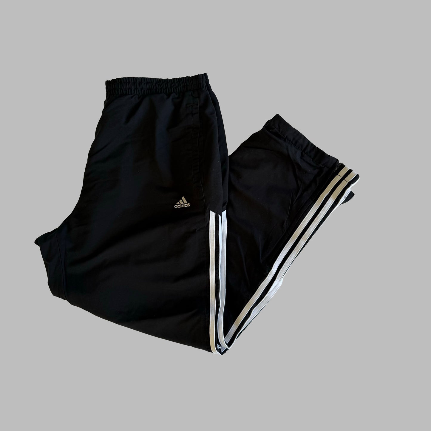 Y2K Adidas Three Stripe Wide Leg Track Pants - XL