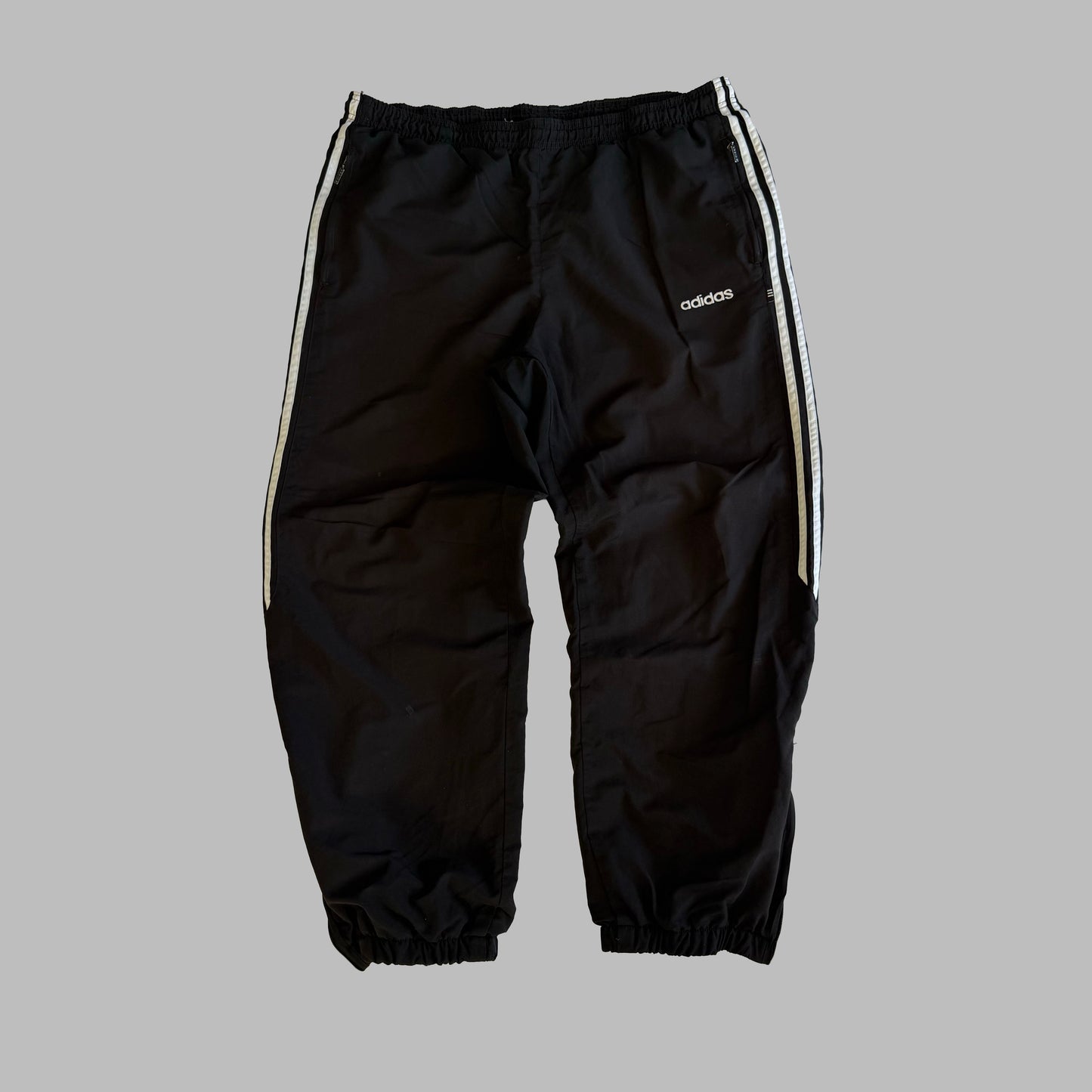 90s Adidas Three Stripe Baggy Track Pants - L