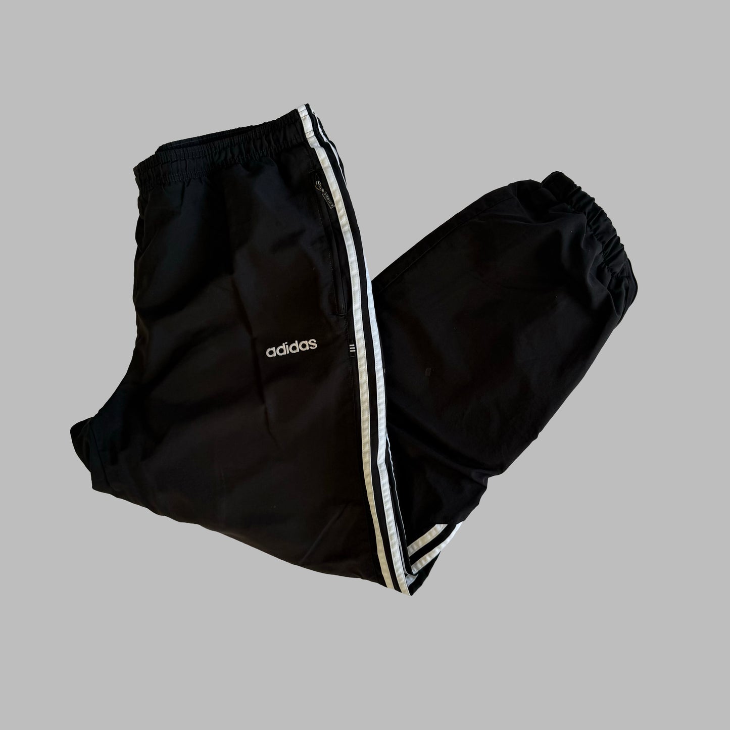 90s Adidas Three Stripe Baggy Track Pants - L