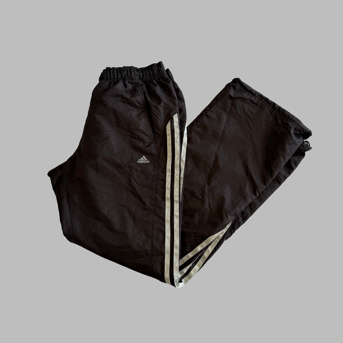 Y2K Adidas Three Stripe Baggy Track Pants - S