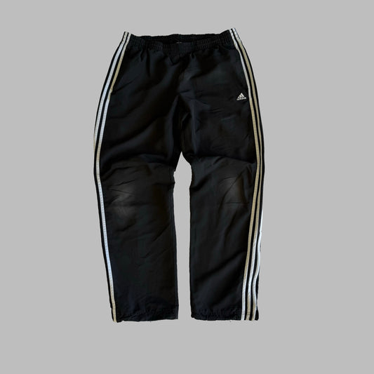 Y2K Adidas Three Stripe Wide Leg Track Pants - L