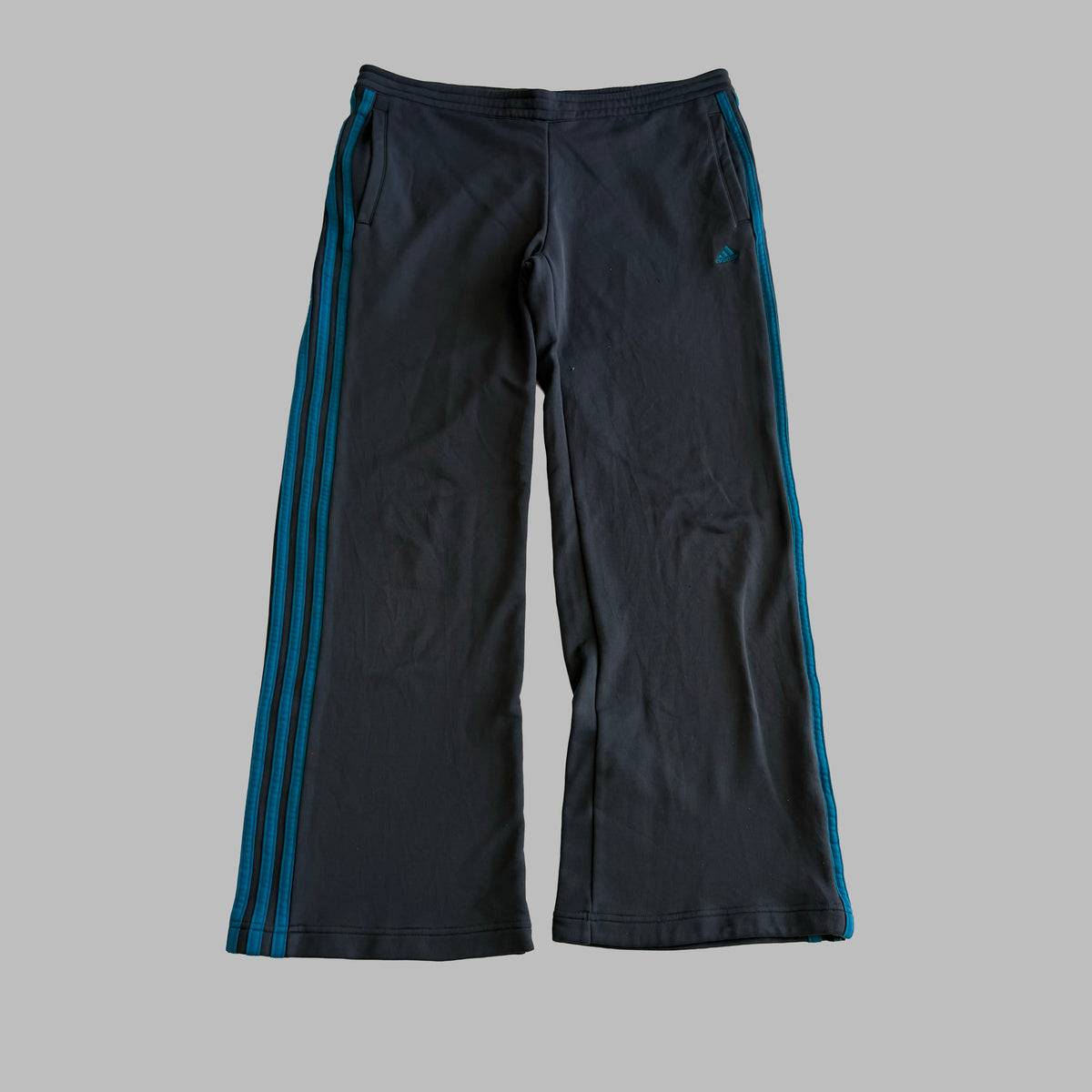 Y2K Adidas Three Stripe Wide Leg Active Track Pants - L