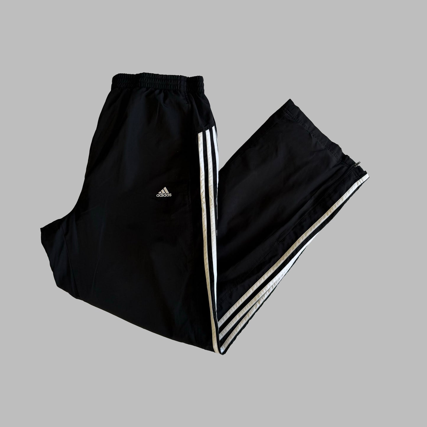 Y2K Adidas Three Stripe Wide Leg Track Pants - XL