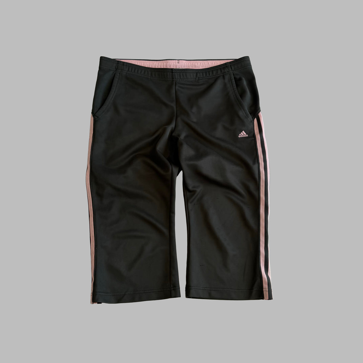 Y2K Adidas Three Stripe Activewear Capris - L