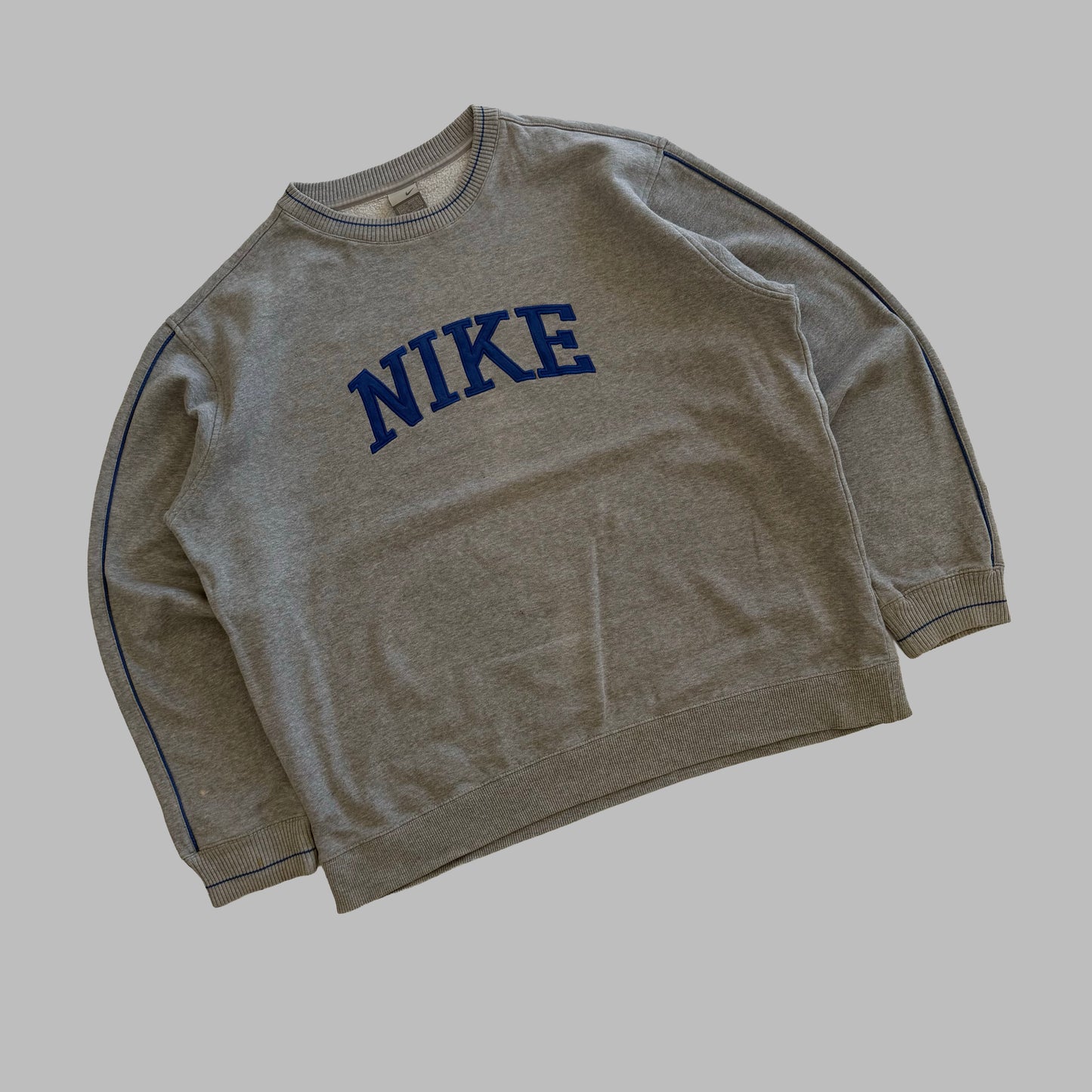 Y2K Nike Striped Spell Out Sweatshirt - XL