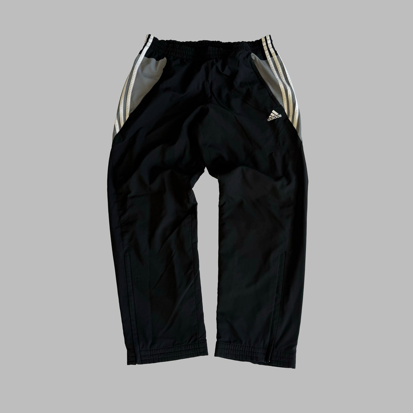 Y2K Adidas Three Stripe Wide Leg Track Pants - XL