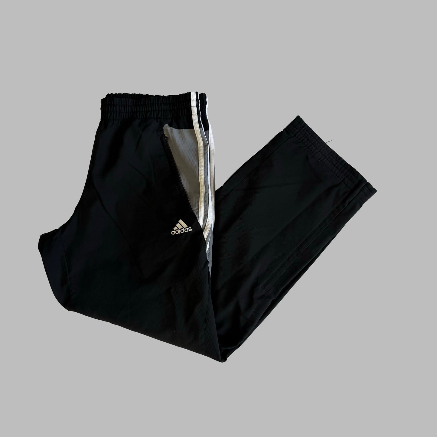 Y2K Adidas Three Stripe Wide Leg Track Pants - XL