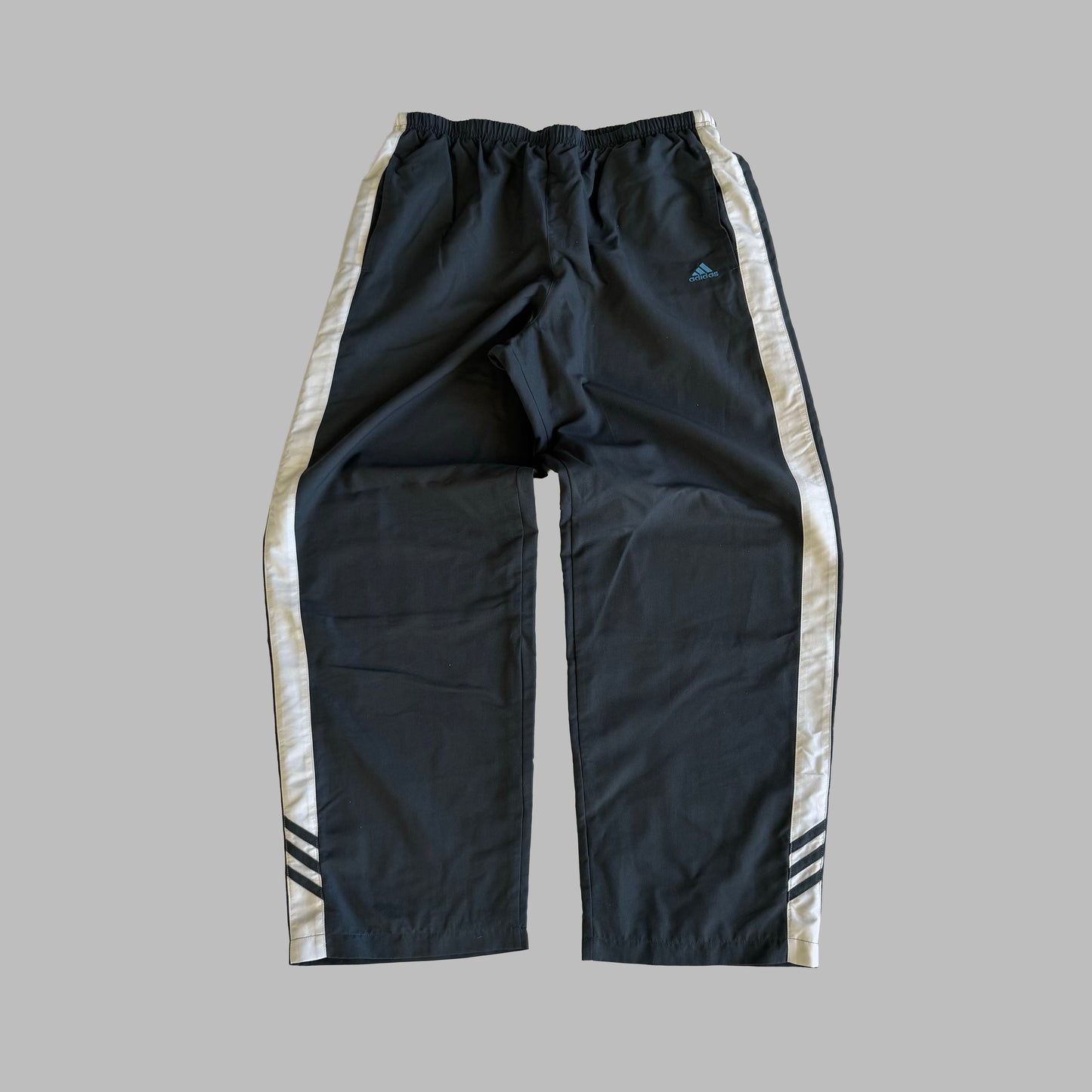 Y2K Adidas Striped Wide Leg Track Pants - L