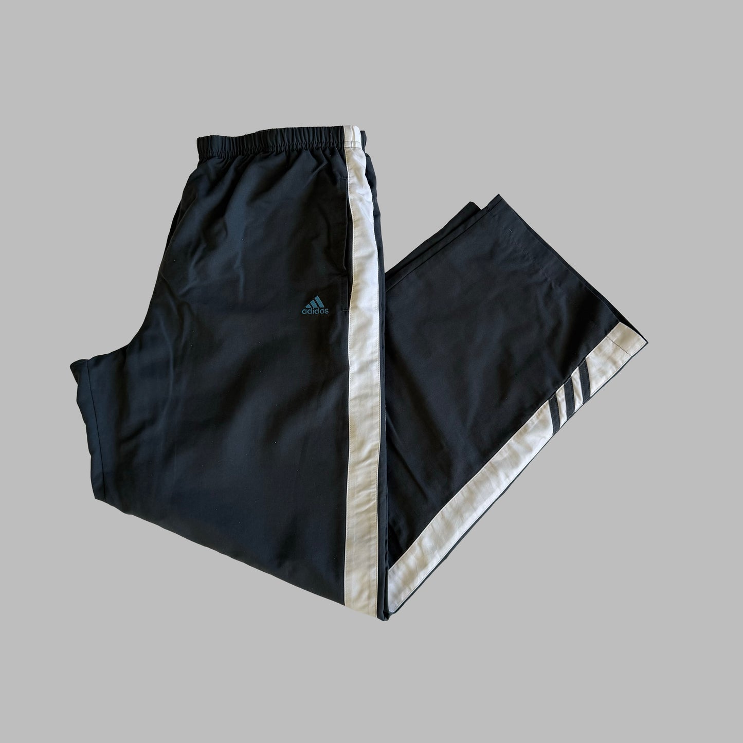 Y2K Adidas Striped Wide Leg Track Pants - L
