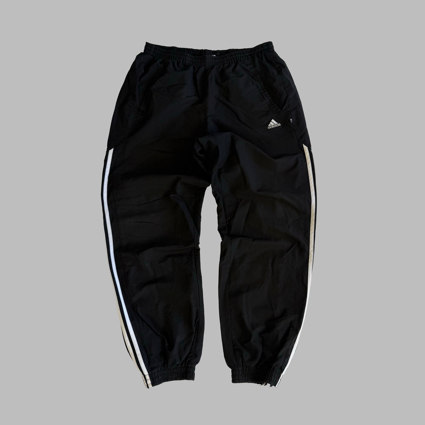Y2K Adidas Three Stripe Baggy Track Pants - XL