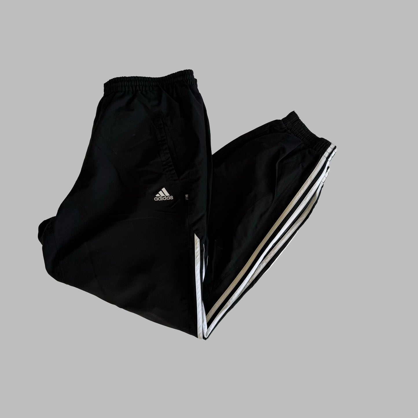 Y2K Adidas Three Stripe Baggy Track Pants - XL