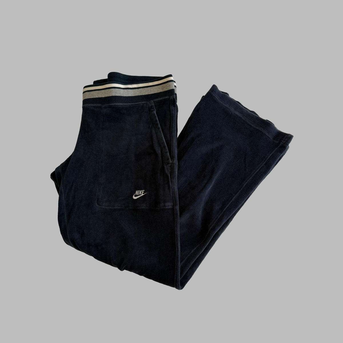 Y2K Nike Stripe Velour Velvet Track Pants - L