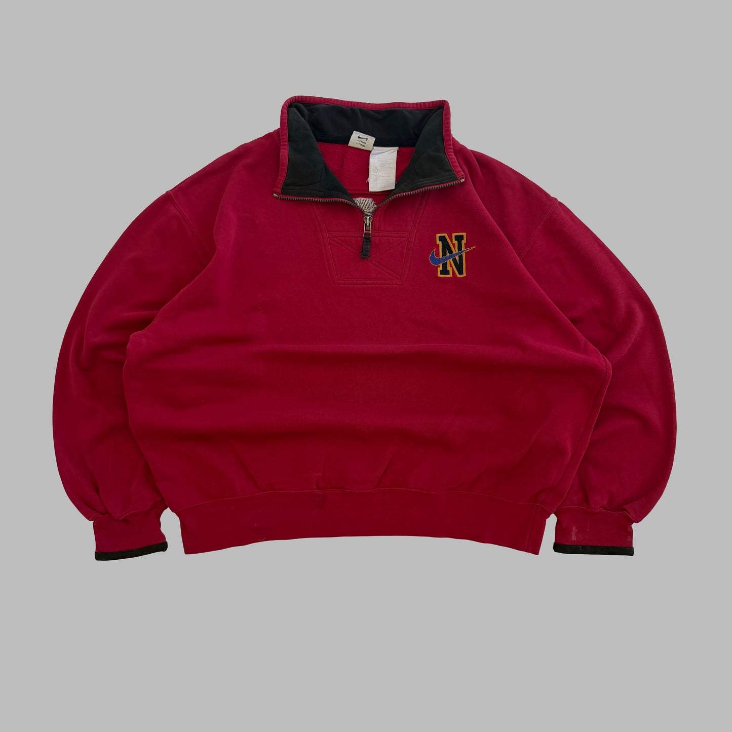 90s Nike Varsity Embroidered Quarter Zip - L