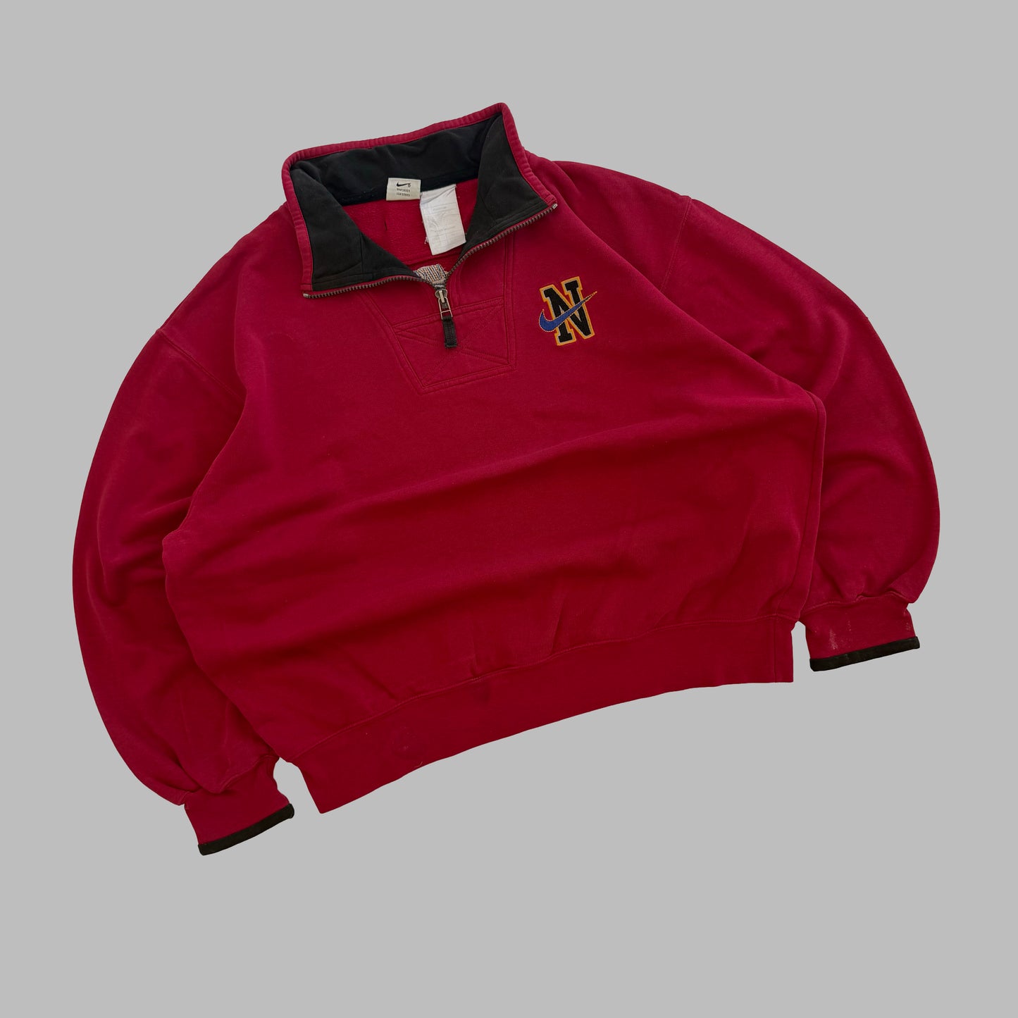 90s Nike Varsity Embroidered Quarter Zip - L