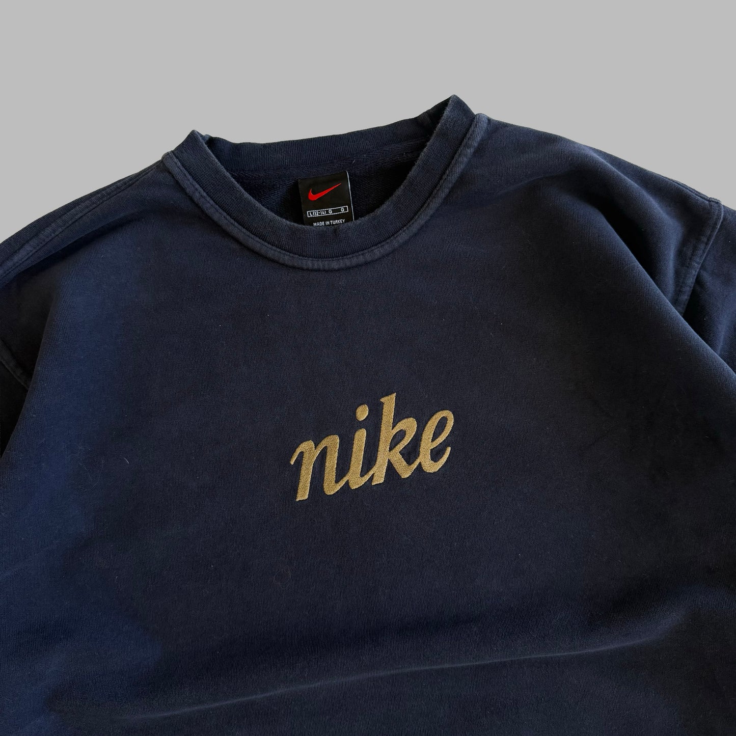 Y2K Nike Embroidered Spell Out Sweatshirt - L