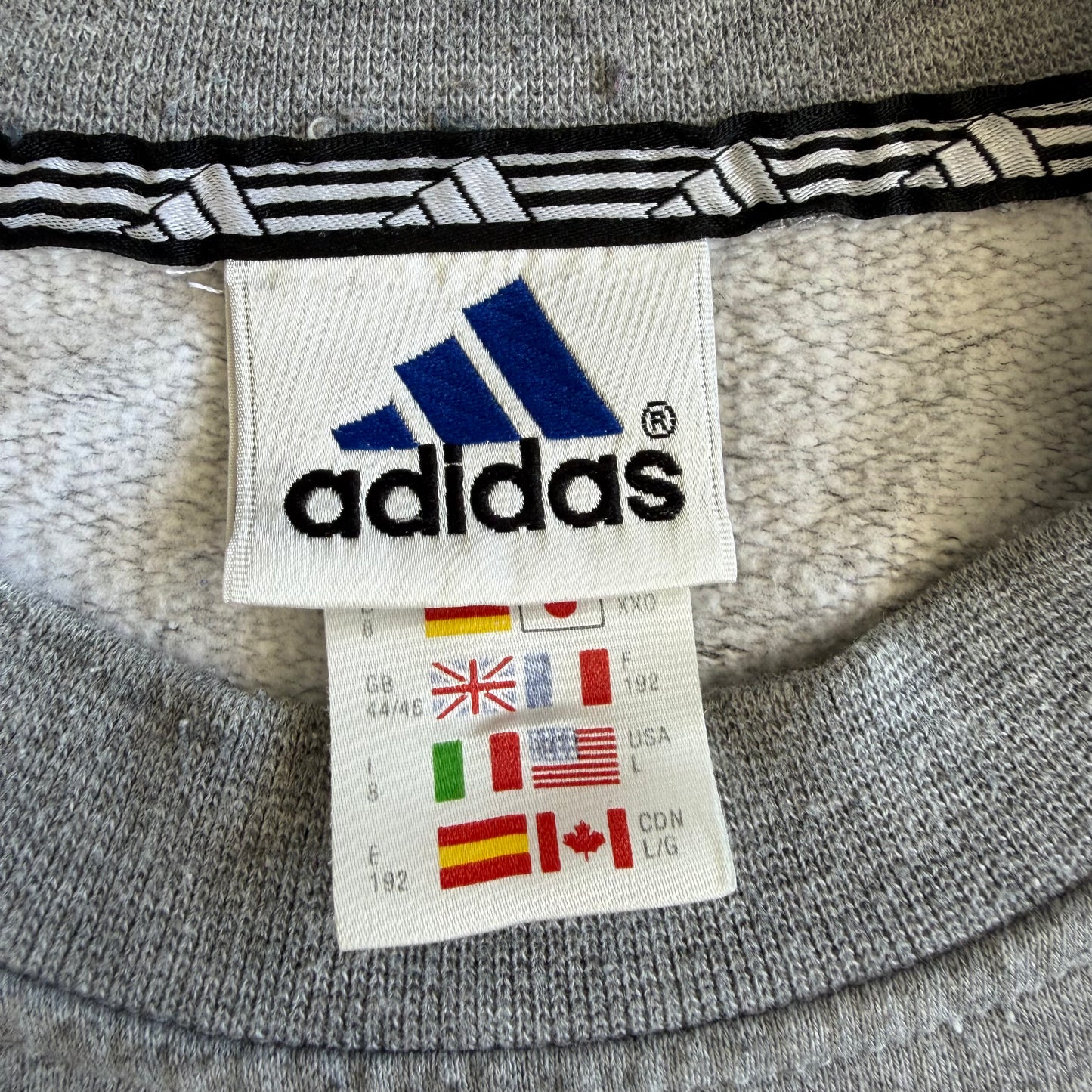 90s Adidas Three Stripe Sweatshirt - L