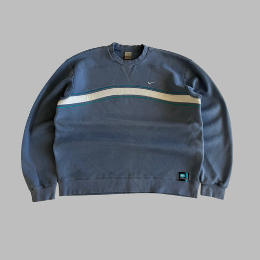 Y2K Nike Striped Single Swoosh Sweatshirt - XXL