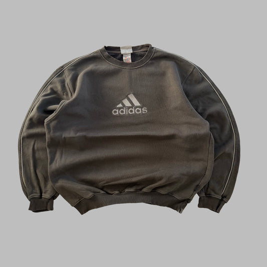90s Adidas Striped Embroidered Sweatshirt - L