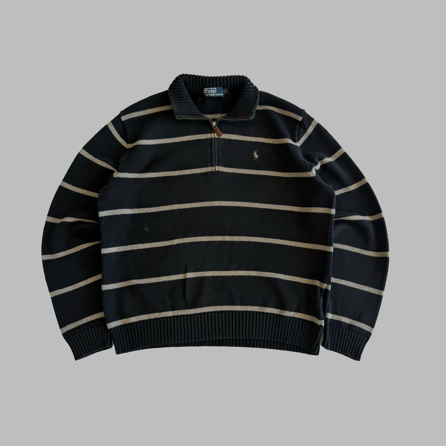 90s Polo Ralph Lauren Striped Quarter Zip - L