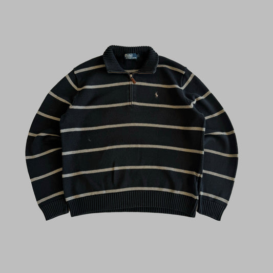 90s Polo Ralph Lauren Striped Quarter Zip - L