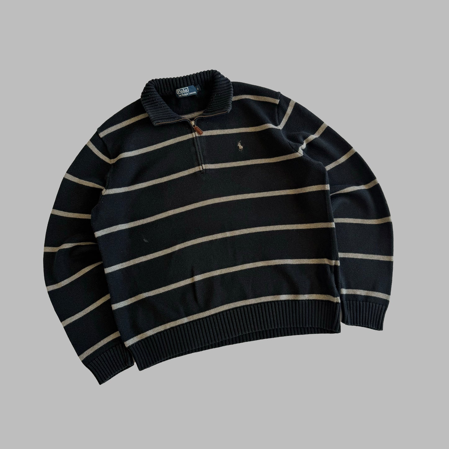 90s Polo Ralph Lauren Striped Quarter Zip - L