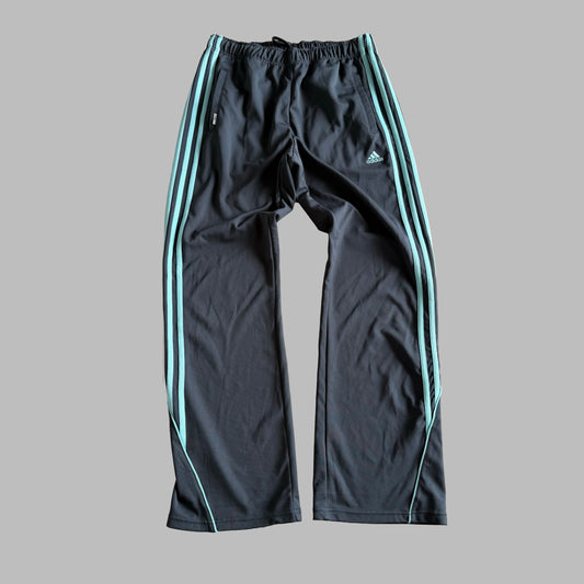 Y2K Adidas Three Stripe Wide Leg Active Track Pants - M