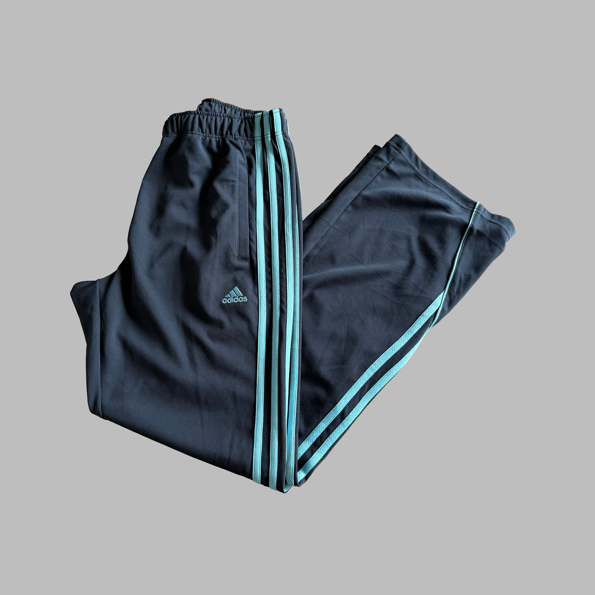 Y2K Adidas Three Stripe Wide Leg Active Track Pants - M