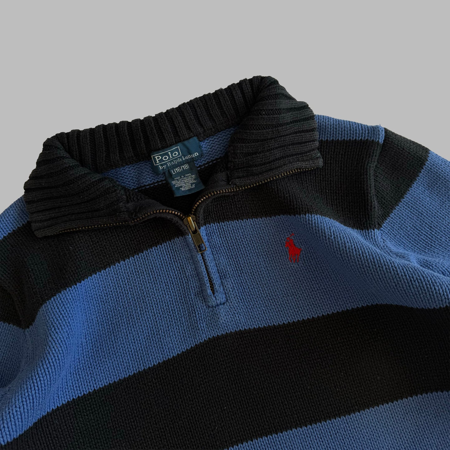 90s Polo Ralph Lauren Stirped Quarter Zip - S