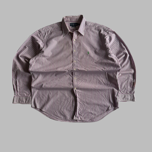 Y2K Polo Ralph Lauren Striped  Button Up Shirt - XXL