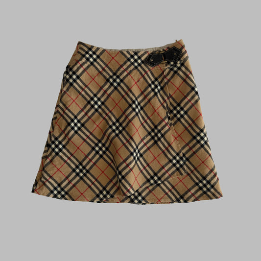 Y2K Burberry Nova Check Pleated Skirt - 23"