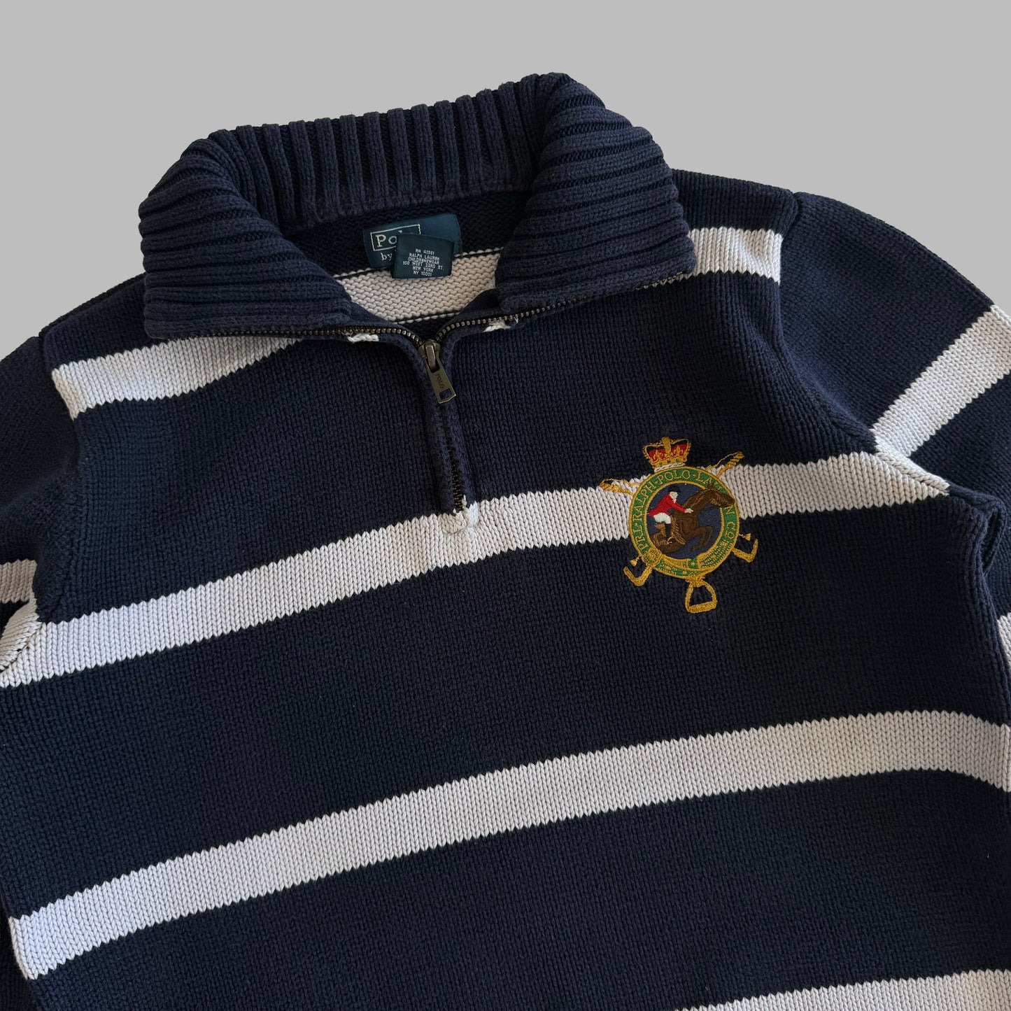 90s Polo Ralph Lauren Striped Quarter Zip - S