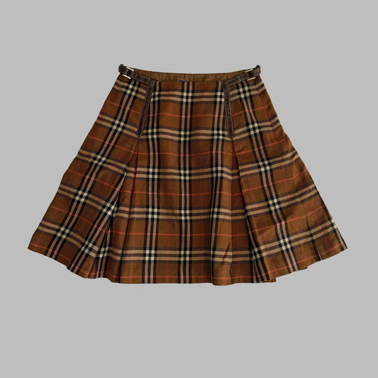 Y2K Burberry Pleated Midi Skirt - 25"