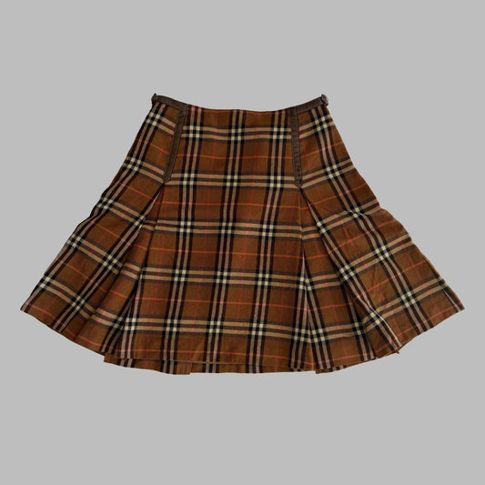 Y2K Burberry Pleated Midi Skirt - 25"