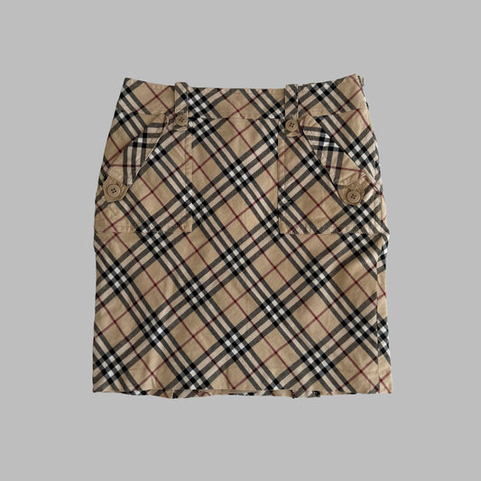 Y2K Burberry Blue Label Nova Check Midi Skirt - 26"