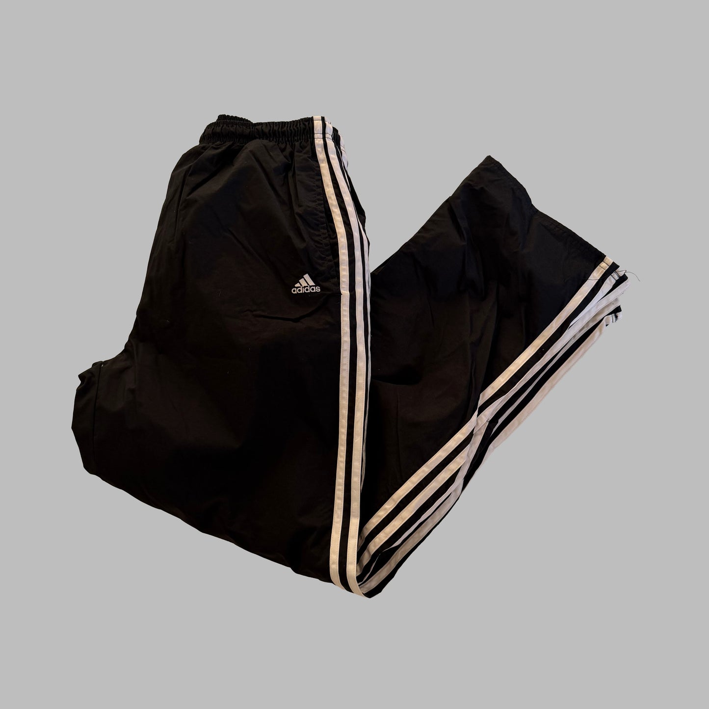 Y2K Adidas Three Stripe Wide Leg Track Pants - S