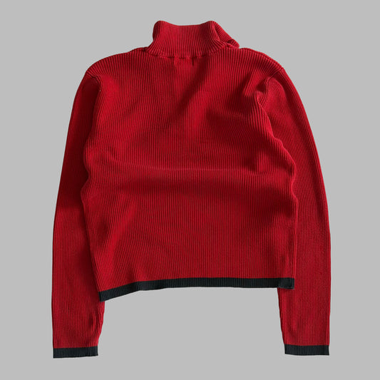 Y2K Polo Ralph Lauren Ribbed Flag Quarter Zip - L