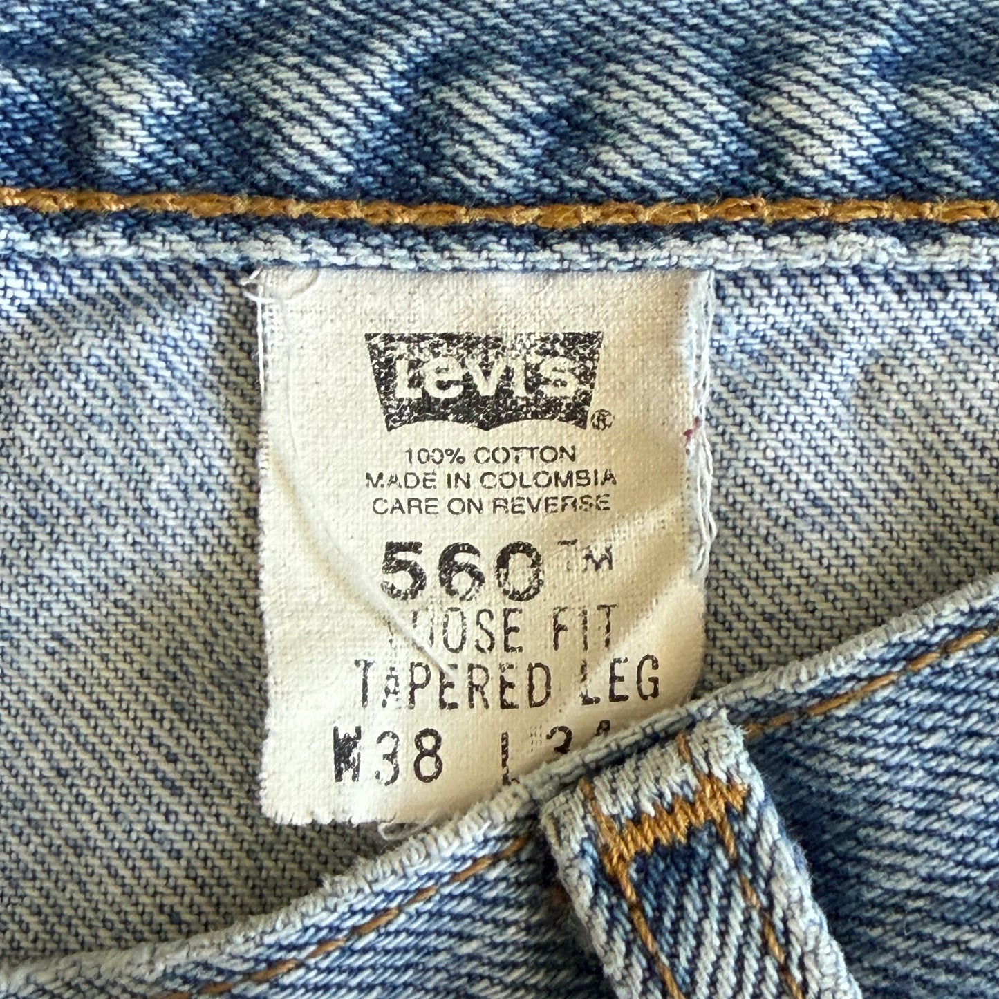 90s Levis 560 Paper Tag Wide Leg Jeans - 38 x 34