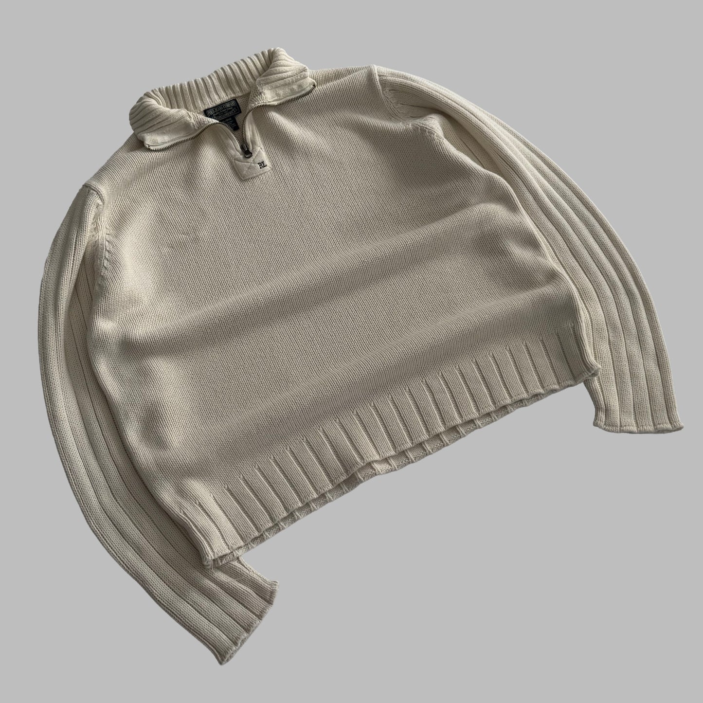 Y2K Polo Ralph Lauren Heavyweight Ribbed Quarter Zip - L
