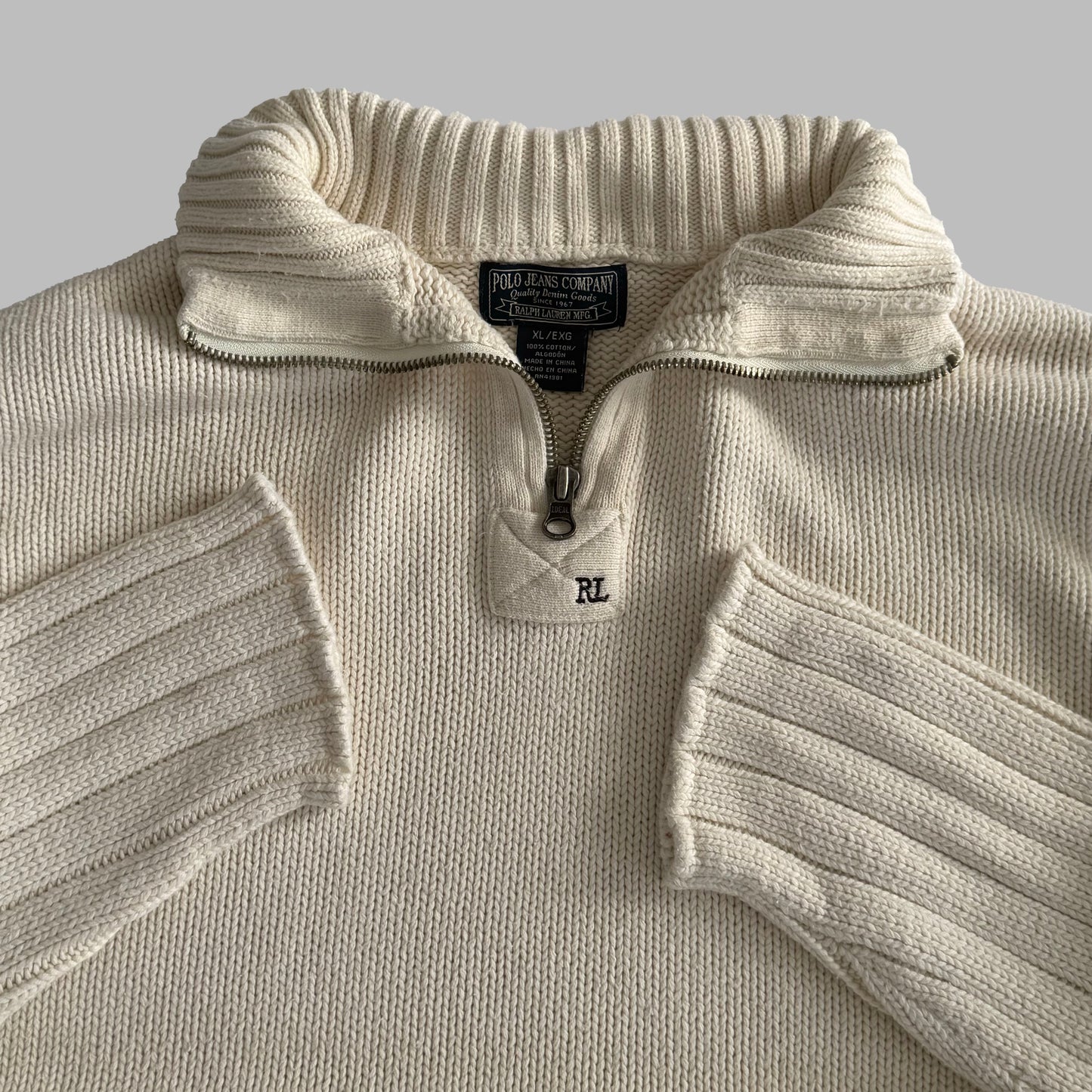 Y2K Polo Ralph Lauren Heavyweight Ribbed Quarter Zip - L