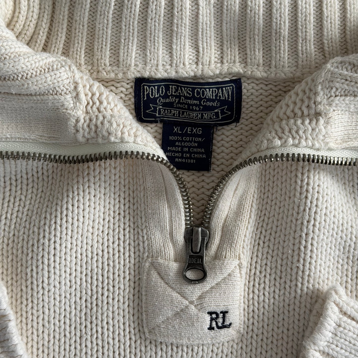 Y2K Polo Ralph Lauren Heavyweight Ribbed Quarter Zip - L