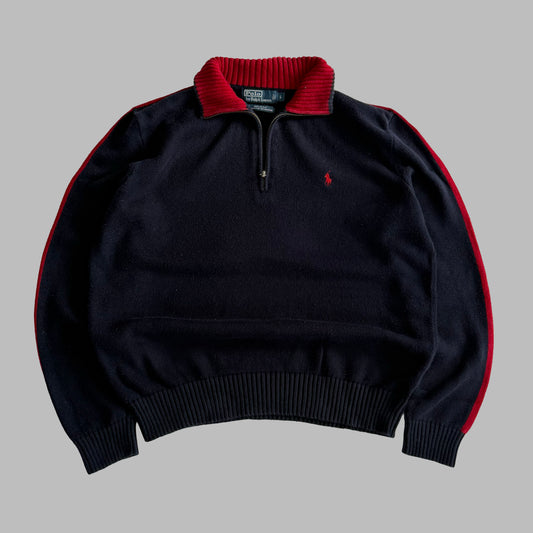 90s Polo Ralph Lauren Striped Quarter Zip - L