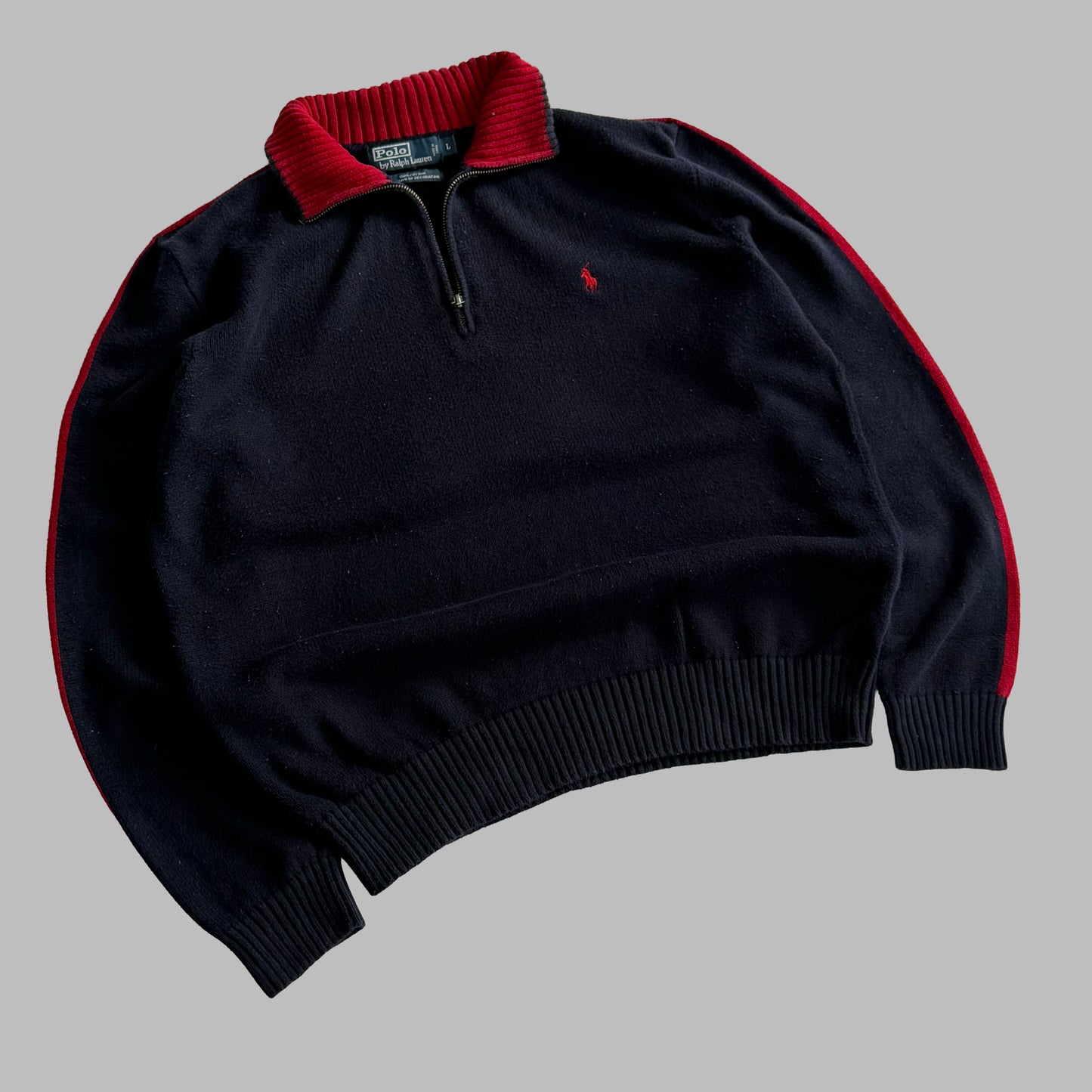 90s Polo Ralph Lauren Striped Quarter Zip - L