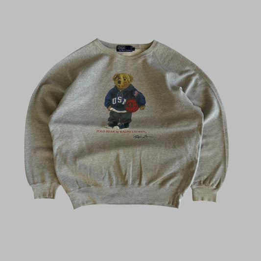 90s Polo Ralph Lauren Basketball Bear Sweatshirt - L