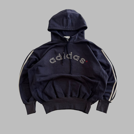 80s Adidas Spell Out Hoodie - L