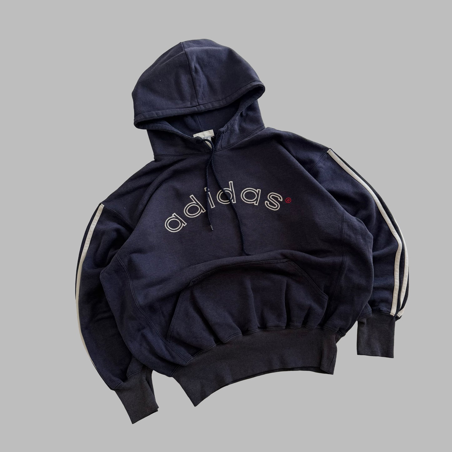 80s Adidas Spell Out Hoodie - L