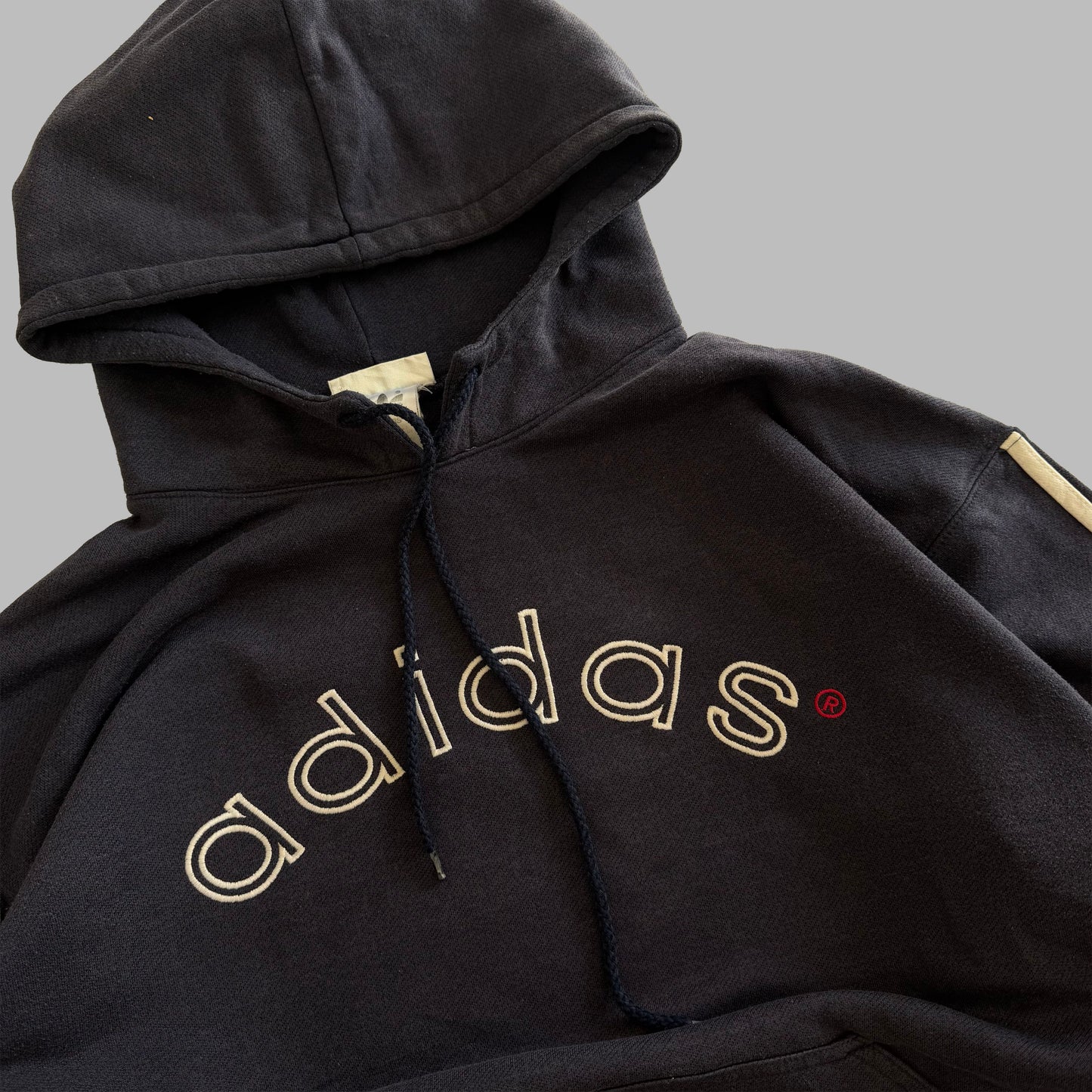 80s Adidas Spell Out Hoodie - L