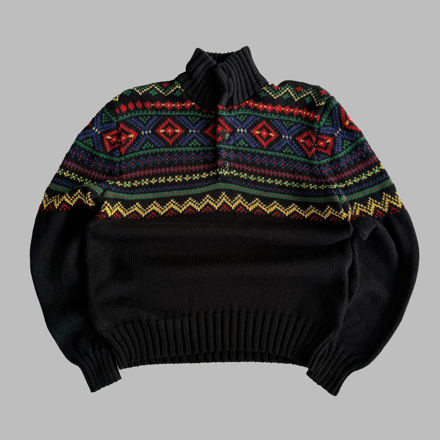 90s Polo Ralph Lauren Aztec Heavy Knit Sweater - M